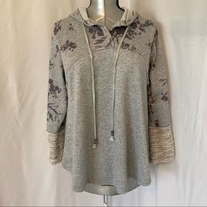 Gray Floral Women's Hoodie L
